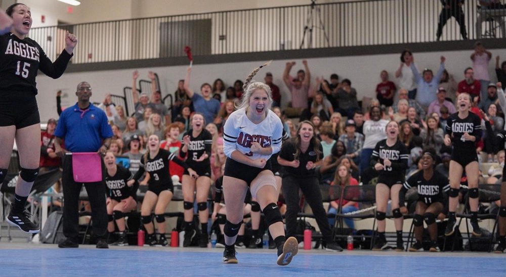Aggie volleyball downs Rehobeth in Montgomery; advances to final 16